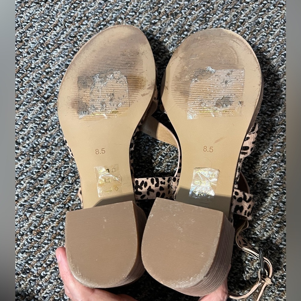 Madewell Alyssa Calf Hair Leopard Sandals Size 8.5 - Picture 3 of 6